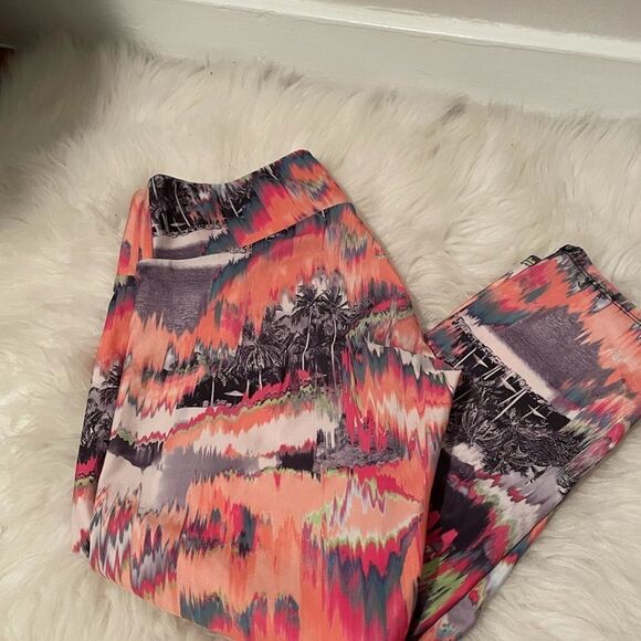 Onzie Leggings xs pink and orange with palm trees - Picture 3 of 7